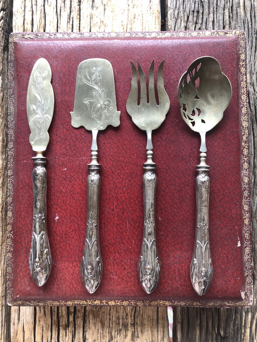 Silver And Vermeil Cutlery Set Art-Nouveau Period