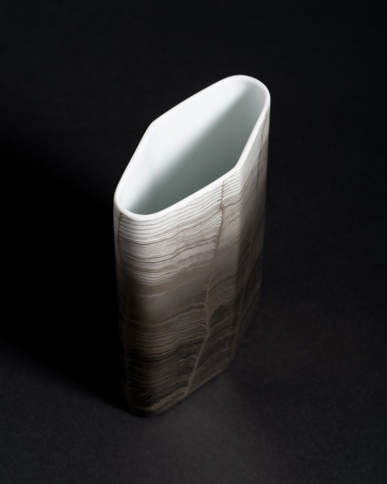 Image 1 of Glam Chic Vintage Rare Alain Le Foll × Rosenthal "Chiffon" Porcelain Vase Duo