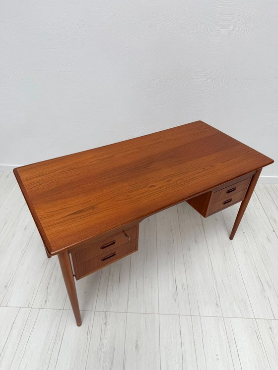 Image 1 of Vintage Danish Teak Writing Desk, Mid-Century Modern Scandinavian Desk, 1960s