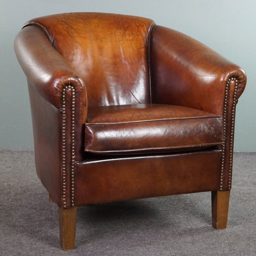 Vintage sheep leather club chair
