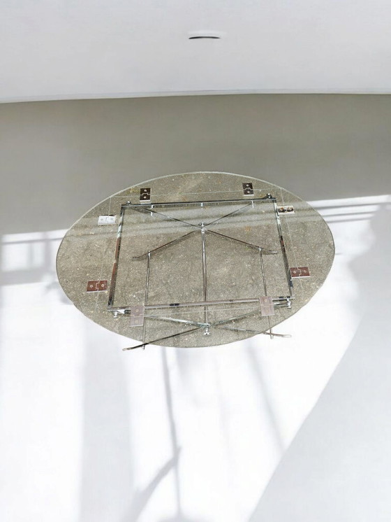 Image 1 of tavolino da caffè in vetro cromato dal design vintage, tavolino da divano, tavolino laterale