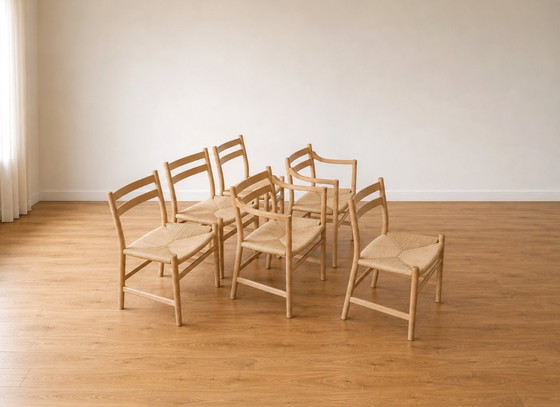 Image 1 of Juego de 6 sillas de comedor modelos CH46 y CH47 de Hans J. Wegner.