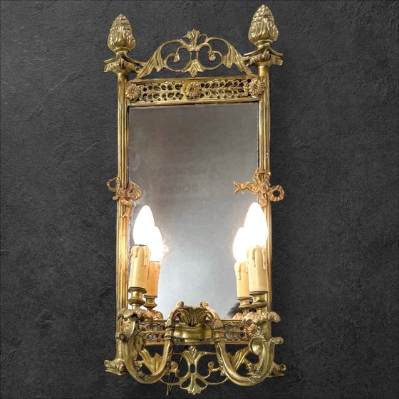 Image 1 of Lampada da parete a specchio antica (Girandole) del 1890-1910 circa