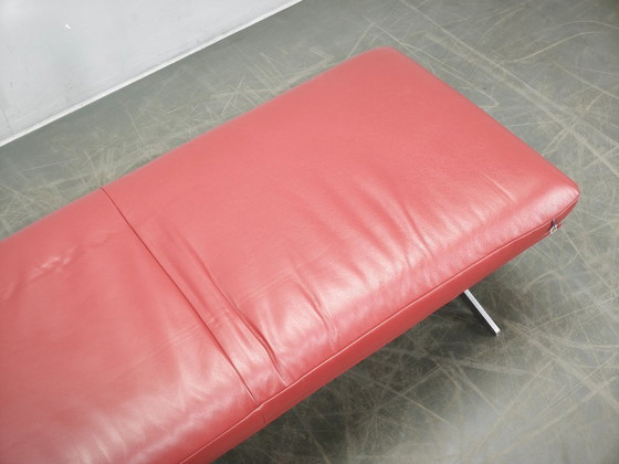 Image 1 of German Koinor Leather Bench with Brushed Stainless Steel Base 2020s