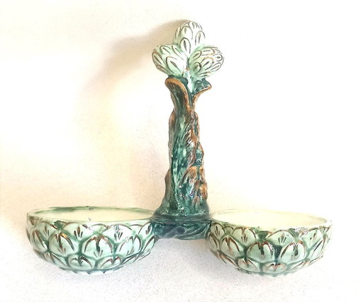 Set da portata per asparagi in metallo colato degli anni '60