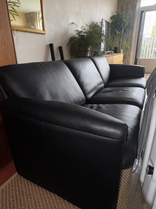 Canapé 3 places Leoluxe en cuir noir – 3 5 zitsbanken, Leather (photo 2 of 5)