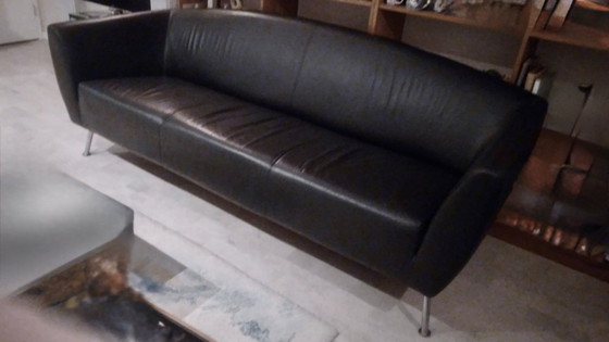 Image 1 of Sofá Gelderland Design 6250 de cuero negro