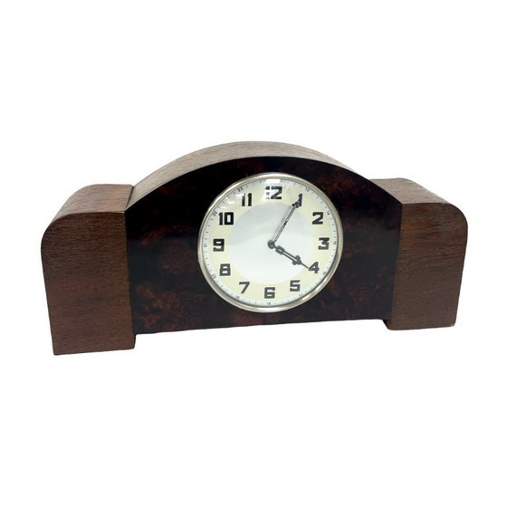 Image 1 of Antiguo reloj de repisa de madera Art Déco, Alemania, década de 1930
