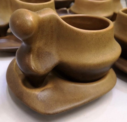 mid-century modern tableware from the Faianta Sighişoara ceramics workshop, Transylvania (Romania), circa 1970