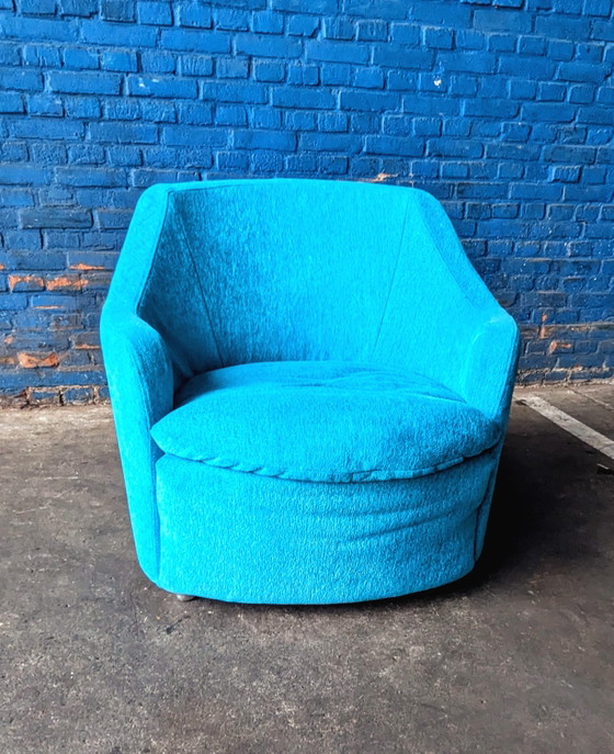 Image 1 of Fauteuil lounge bleu vintage