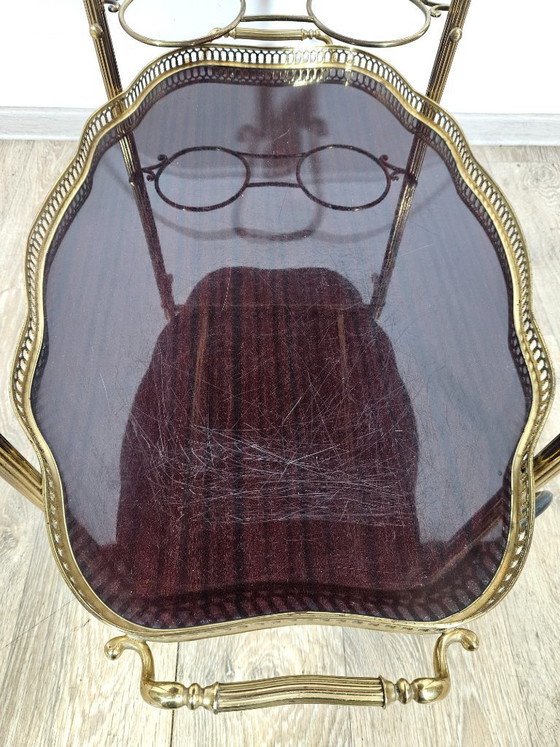 Image 1 of Chariot de bar luxueux, Maison Jansen, style Hollywood Regency, France, années 1950/70