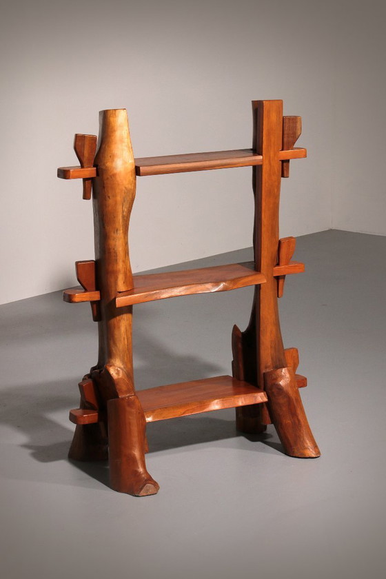 Image 1 of Una giocosa libreria francese di metà secolo in legno 1960