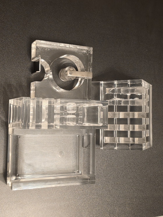 MoMA Vintage 1970s Guzzini Acrylic Desk Set - Signed Serge Mansau Tape Dispenser – Luigi Masonni Guzzini (photo 3 of 15)