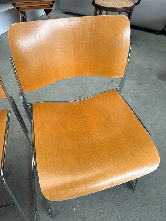 Set of 4 Howe 40/4 chairs, Dining chairs, Wood, Chrome, Brown (photo 6 of 15)