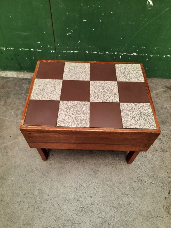 Vintage Tiled Side Table – Ceramic, Wood (photo 2 of 6)