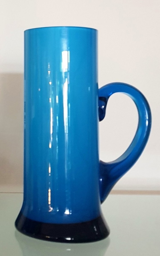 Image 1 of 3X Mid-Century Blue Vases From Friedrich Glas, 1960S