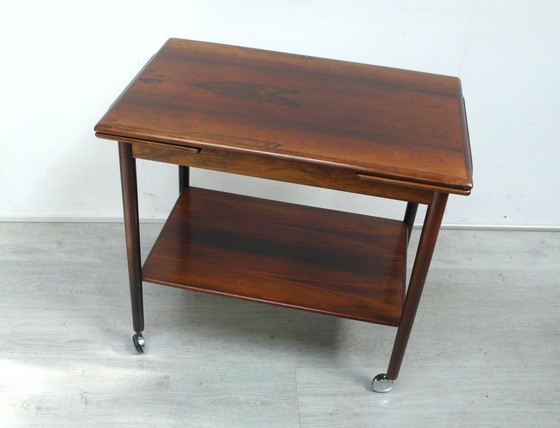 Image 1 of Uitschuifbare serveerwagen Dyrlund palissanderhout jaren 60 Mid Century Modern