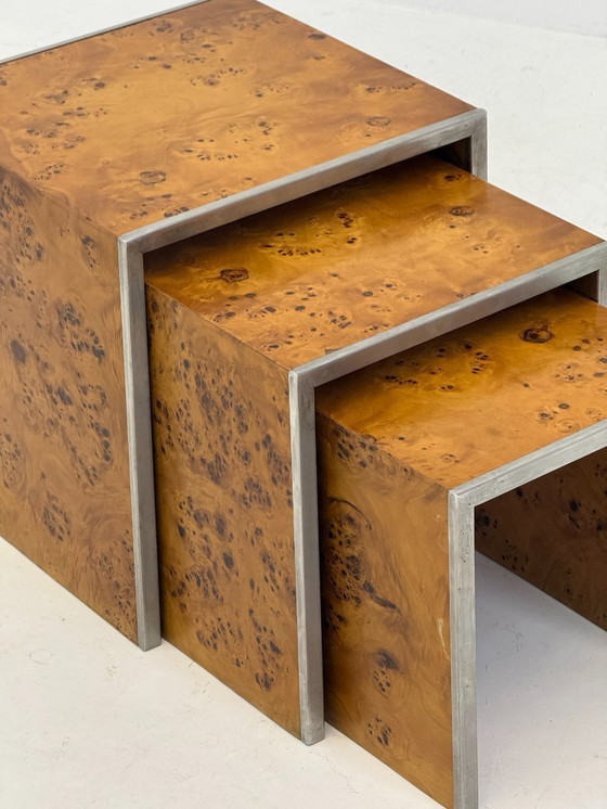Image 1 of Set of three Tommaso Barbi mid-century modern root wood side tables