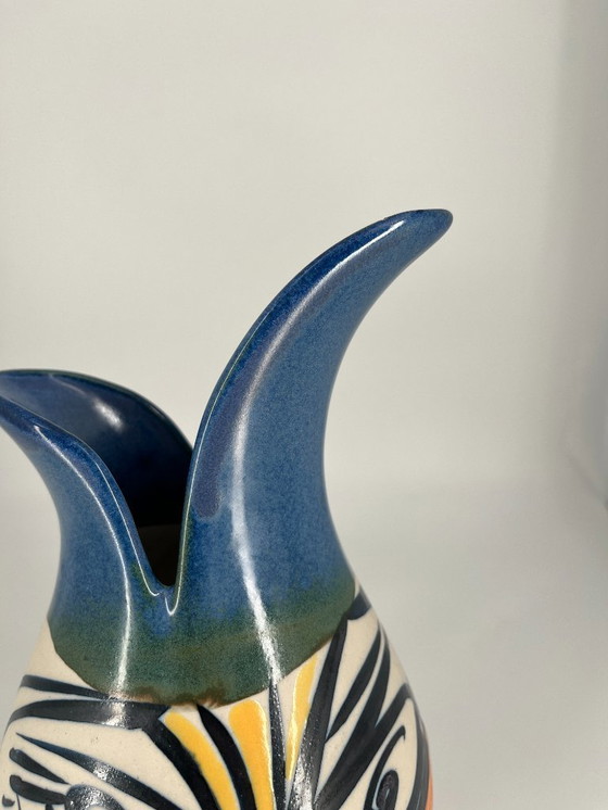 Image 1 of Alfonso Otero Regal “Picasso Face” Vase – Signed Art Ceramic / Cubist Design (20 cm)