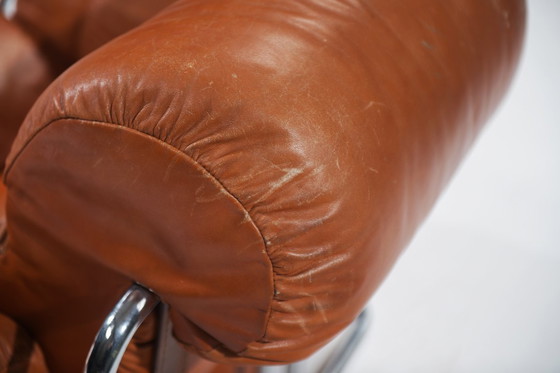Image 1 of Tucroma Lounge-Sessel aus cognacfarbenem Leder von Guido Faleschini für i4 Mariani