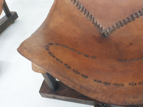 Image 1 of Ensemble de deux fauteuils lounge en cuir façon selle, Brésil, années 1960