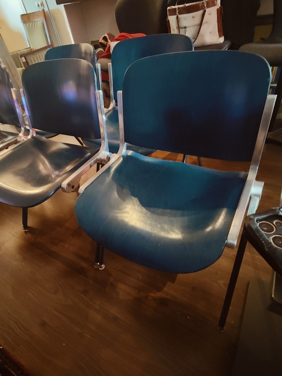 Image 1 of 5 stuks blauw/groen houten Castelli DSC 106 Stoelen Stapelbaar.