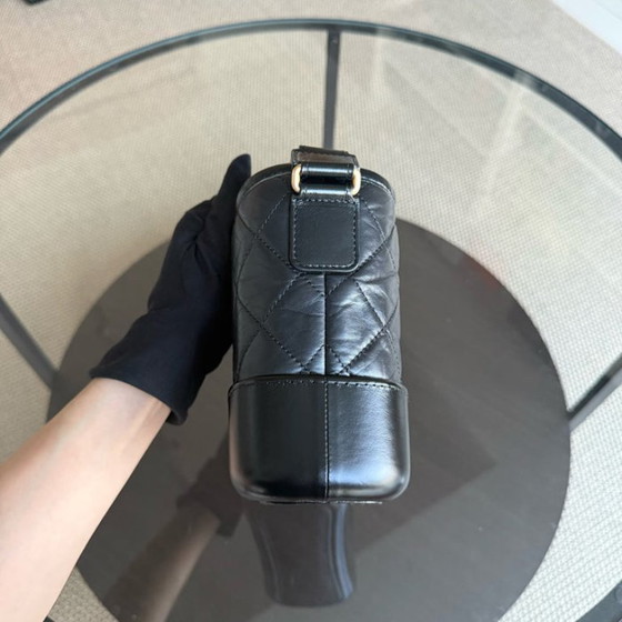 Image 1 of Chanel Gabrielle Small - Quilted Aged Calfskin Black Two-tone Gold Hardware