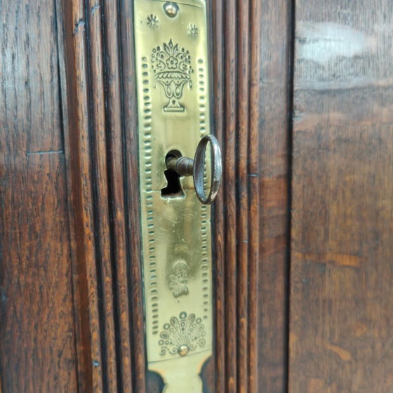 Antique cabinet, bridal cabinet, wardrobe, wall cabinet, display cabinet, Wood, Brass, Brown, Vintage (photo 12 of 12)