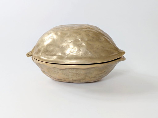Schiaccianoci in ottone e noce di metà secolo | Decorazione natalizia in ottone massiccio