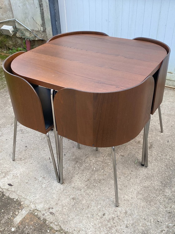 Image 1 of Mesa de teca Sam y cuatro sillas, modelo Fusion, de Sandra Kragnert para IKEA, Suecia, años 90