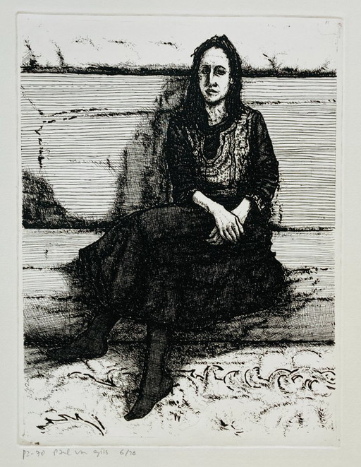 Paul van Gils – Vintage-Radierung – Sitzende Frau