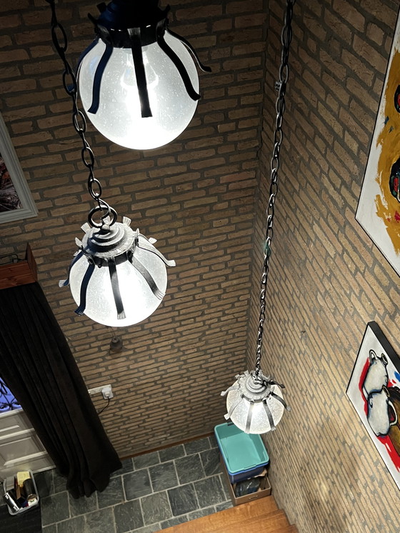 Image 1 of 2 set di lampade da sospensione, bolle, aan ketting 