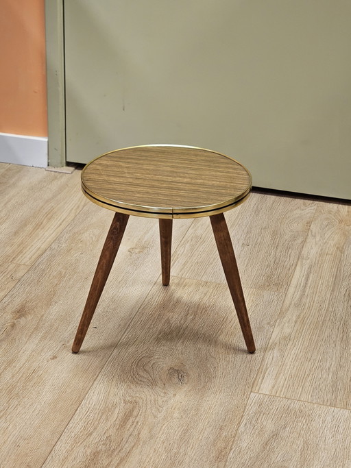 Vintage Runder Pflanzentisch Beistelltisch – vazen, Wood