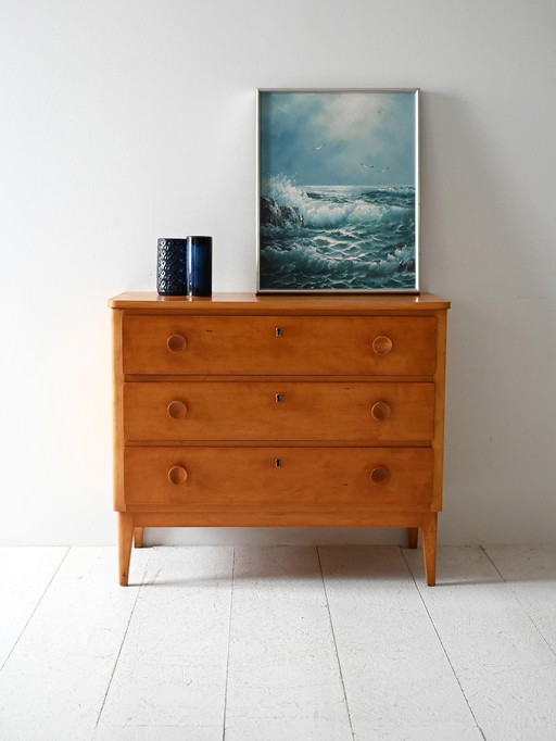 1950s Scandinavian vintage oak chest of drawers