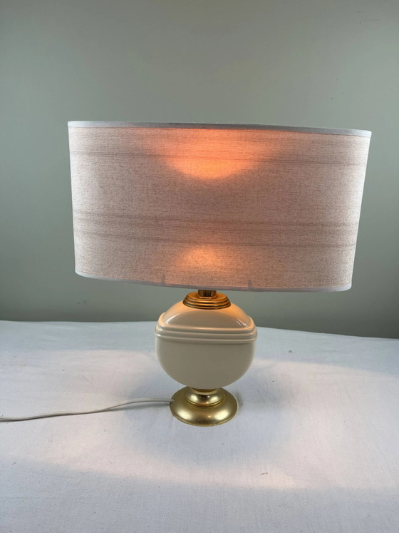 Chic vintage ambient lamp – Table lamps, Porcelain, Metal, Hollywood Regency (photo 3 of 11)