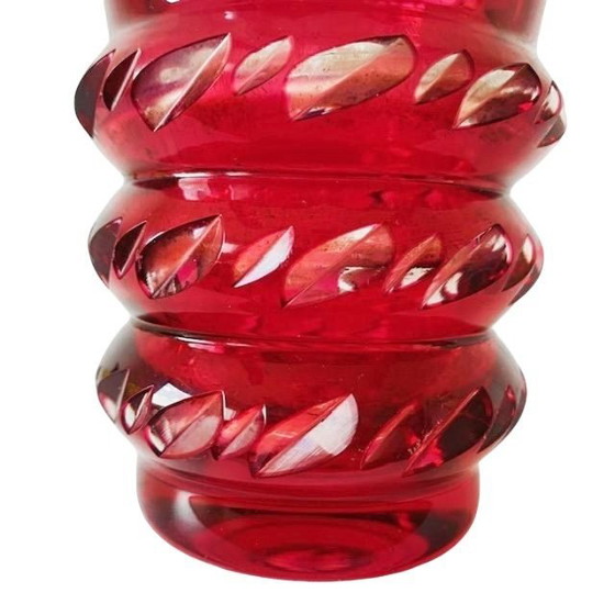 Image 1 of Jarrón de cristal Val Saint Lambert rojo transparente años 50