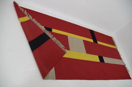 Image 1 of Tapis géométrique Bauhaus rare, années 1940