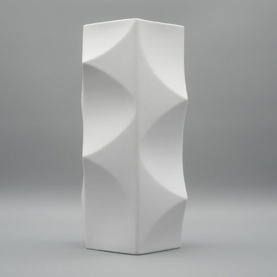 Image 1 of HUTSCHENREUTHER Biskuitporzellan-Vase „Archais“ Heinrich Fuchs Op Art Retro H 28cm