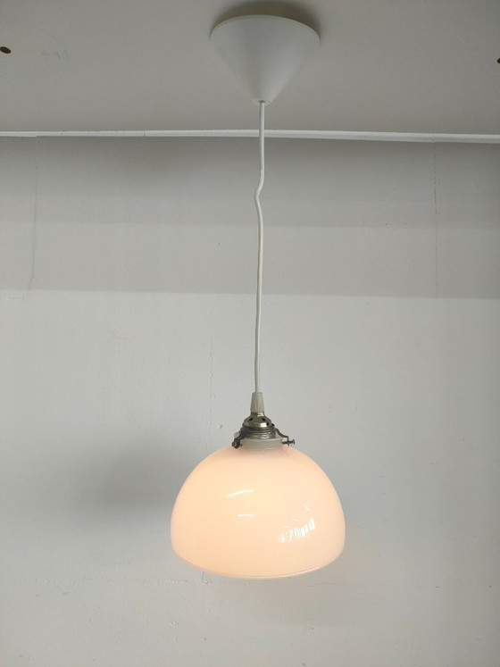 Image 1 of Vintage Ceiling Lamp Pendant Lamp (Opal Glass/Brass)