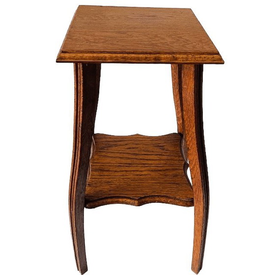 Image 1 of Antique Art Nouveau medium-height vintage plant table solid oak 1920s