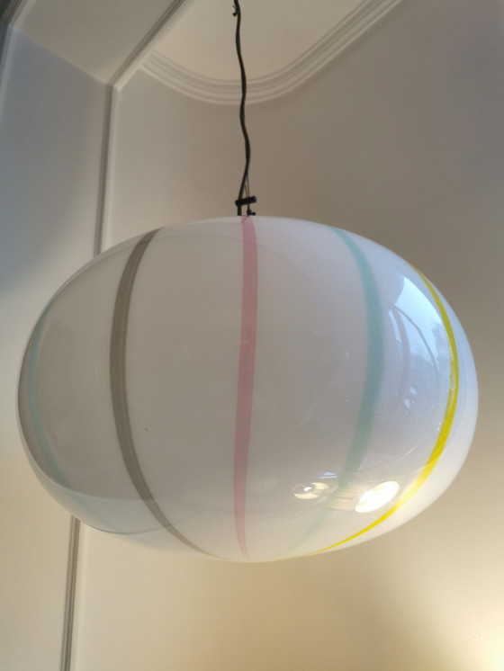 Image 1 of Large Candy Stripes Murano Vintage pendant light 