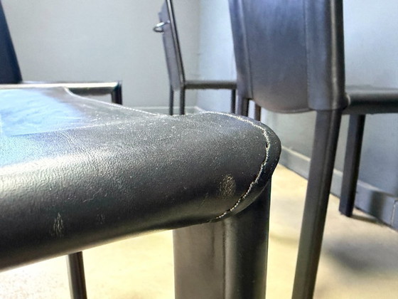 Carlo Bartoli eetkamerstoelen voor Matteo Grassi, set van 6 - jaren 80 – Leather, Metal (photo 11 of 11)