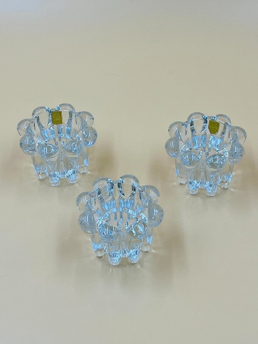 Juego de 3 candelabros de cristal vintage – Cristalería Reims