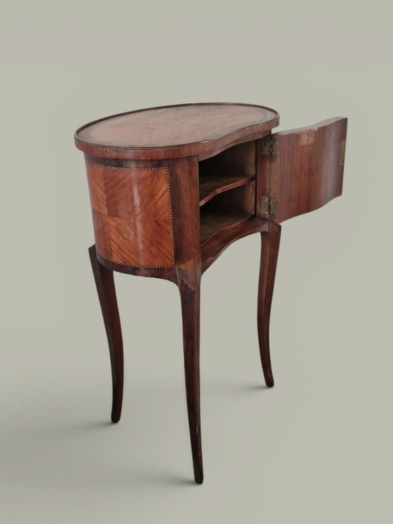 Image 1 of Table d’appoint style Louis XV - Marqueterie bois de rose - Epoque XIXème 