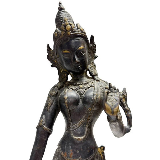 Antique Standing Tara - Bronze - Himalaya - 42 cm – Sculpture (photo 9 of 10)