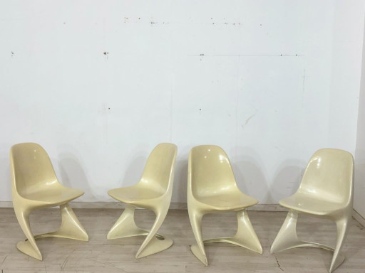 Juego de 4 sillas Casalino Casala / Sillas de comedor / Sillas de jardín – Estilo vintage de la era espacial