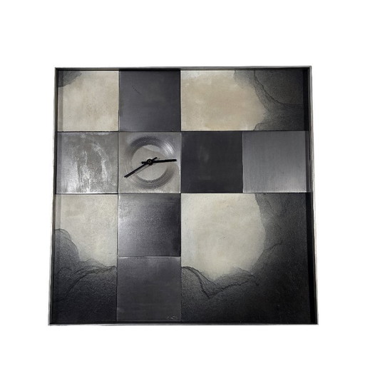 Horloge Murale XL • Otto Louis • Métal/Pierre/Bois • 50 cm x 50 cm • 1975