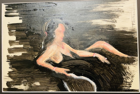 Image 1 of Signiertes und gerahmtes Gemälde Pastell und Tusche Porträt Frau "Diamant"