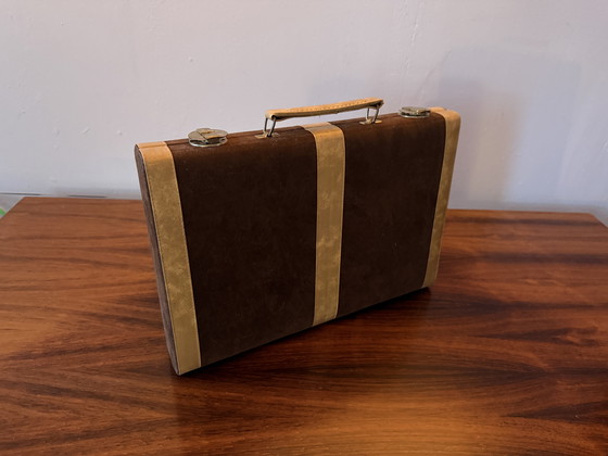 Image 1 of Set da backgammon vintage – oggetto di design rivestito in tessuto – anni '70