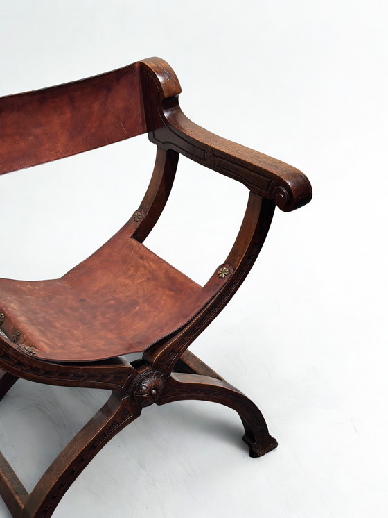 Image 1 of Antica sedia da trono francese Savonarola